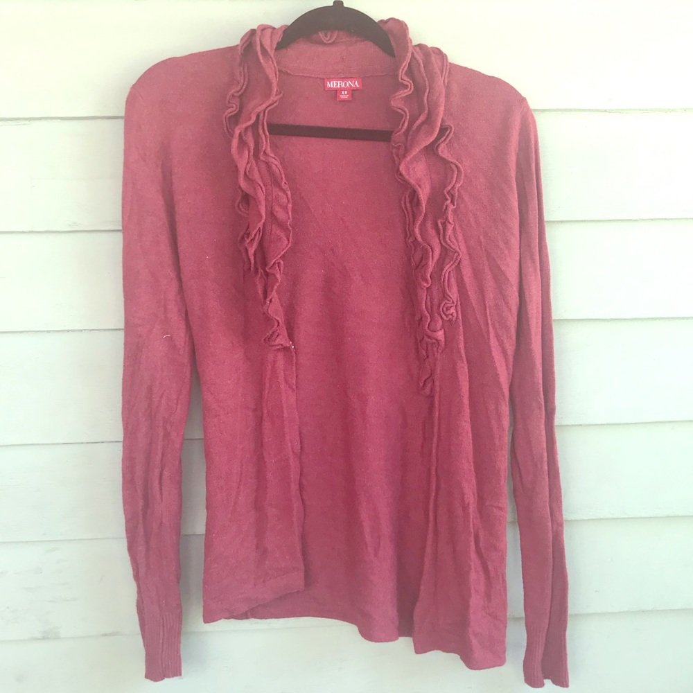Wine ruffled sweater